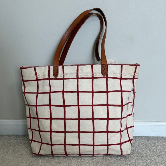 Madewell Canvas Transport Tote in the Windowpane pattern - Picture 4 of 6